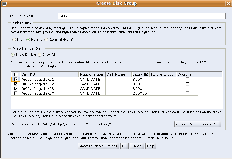 ASMCA - Create Disk Group